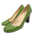 ケイトスペード KATE SPADE パンプス ポインテッドトゥ ハイヒール チャンキーヒール エナメル 8 25cm 緑 グリーン