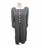 シャツワンピース 長袖 ミモレ ロング 7 グレー 白 ホワイト 821981-68 ■IBO90