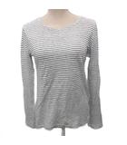 ティーバイアレキサンダーワン T by Alexanderwang ロンT Tシャツ カットソー 長袖 ボーダー 麻 リネン100% XS 白 ホワイト 黒 ブラック ■IBO90