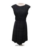 アナイ ANAYI 切替ジャガードワンピース ミモレ ロング ノースリーブ チェック 総柄 38 黒 ブラック マルチカラー 101727-14-320-95-380 ■IBO90