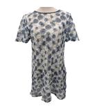 ヒロコビス HIROKO BIS ワンピース 半袖 ひざ丈 ドット柄 メッシュ 11 アイボリー 紺  ネイビー RBBGT-14290 ■IBO90