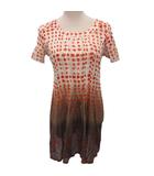 ヒロコビス HIROKO BIS ワンピース 半袖 ひざ丈 ドット柄 グラデーション 9 アイボリー 茶 ブラウン RBKGL-21190 ■IBO90