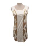 ヒロコビス HIROKO BIS ワンピース ノースリーブ ひざ丈 スパンコール ビジュー 11 ベージュ RBKGE-30260 ■IBO90