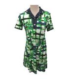 ヒロコビス HIROKO BIS シャツワンピース 半袖 ひざ丈 総柄 9 緑 グリーン 白 ホワイト マルチカラー RBKGL-51190 ■IBO90