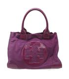 トリーバーチ TORY BURCH トートバッグ ハンドバッグ 大容量 ロゴ ナイロン×エナメル 紫 パープル