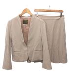 イネド INED スカートスーツ セットアップ テーラードジャケット フレアスカート ブレザー ひざ丈 7 9 ライトブラウン 71-83141003