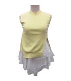 フレイアイディー FRAY I.D タグ付き ラッフルフリルレイヤーニット ノースリーブ ニット セーター 絹 シルク混 F 黄 イエロー 白 ホワイト FWNT254196