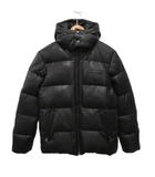 アヴィレックス AVIREX ラムレザー ダウンジャケット フーデット アウター オールレザー 黒 ブラック M ■IBO90