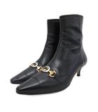 グッチ GUCCI ショートブーツ ヒール レザー GGロゴ 577157 黒 ブラック 36 約23.5㎝