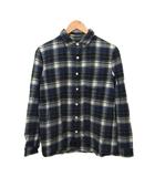 WOOL SHIRT ロングスリーブウールシャツ ネルシャツ チェック 長袖 NR61408 ネイビー M ■IBO90