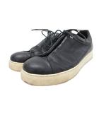 スニーカー シューズ 靴 レザー クロコ型押し 黒 ブラック 42 約26.5cm ■IBO90