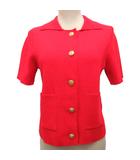 ニットポロ セーター ポロシャツ 半袖 金ボタン シャツ S 赤 レッド 6427/019/600