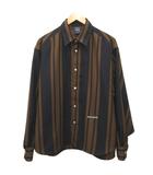 アップルバム APPLEBUM Wooly Twill Stripe Oversize L/S Shirt シャツ 長袖 オーバーサイズ ストライプ ロゴ刺繍 L 茶 ブラウン 黒 ブラック