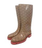 グッチ GUCCI GGロゴ レインブーツ ラバーブーツ ロングブーツ 長靴 総柄 36 23cm ベージュ ■IBO91