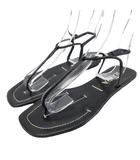 プラダ PRADA ストラップサンダル ソングサンダル ミュール フラット レザー 35 22cm 黒 ブラック ■IBO91