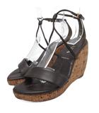 プラダ PRADA ストラップサンダル ミュール ウェッジソール コルク 36 23cm 茶 ブラウン ■IBO91