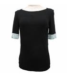 プラダ PRADA カットソー 半袖 バイカラー レーヨン 38 黒 ブラック 水色 0000ET ■IBO91