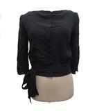 プラダ PRADA シルクブラウス シャツ 長袖 リボン 絹 シルク 38 黒 ブラック P9909 ■IBO91