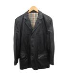 バーバリーブラックレーベル BURBERRY BLACK LABEL テーラードジャケット ブレザー レザーコート 羊革 ノバチェック 3B 黒 ブラック M