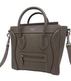 セリーヌ CELINE ラゲージ Luggage ナノショッパー nano ハンドバッグ ショルダーバッグ 2WAY レザー 皮革 グレージュ ☆AA★