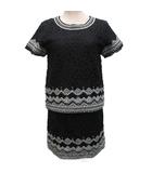 シーニューヨーク sea NEW YORK セットアップ ワンピース ブラウス タイトスカート 半袖 レース ひざ丈 2 黒 ブラック グレー PF14-64