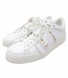 ヴァレンティノ ガラヴァーニ VALENTINO GARAVANI ロックスタッズ アンタイトルド カーフスキン スニーカー シューズ ローカット 靴 ビジュー 40 25cm 白 ホワイト