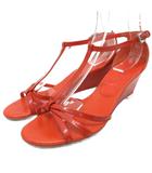 プラダ PRADA サンダル ミュール ウェッジソール エナメル 36 23cm オレンジ ■IBO91