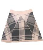 フェンディ FENDI フレアスカート ニットスカート ひざ丈 チェック柄 コットン 40 ピンク グレー FZ7165 AW9