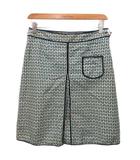 トリーバーチ TORY BURCH タイトスカート ひざ丈 総柄 2 白 ホワイト 紺  ネイビー マルチカラー