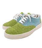 ボッテガヴェネタ BOTTEGA VENETA イントレチャート スニーカー スエード レースアップ ローカット シューズ 靴 41 緑 グリーン 水色 ■IBO91