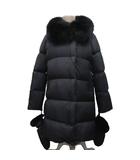 イヴサロモン YVES SALOMON タグ付き 21AW ダウンコート ジップアップ ロング丈 リアルファー フォックスファー 34 黒 ブラック 21WYM01890TEDO ■WY