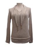 ニット セーター ボウタイ 長袖 ロゴチャーム 金具 ウール S ベージュ WLTS02WTC ■WY