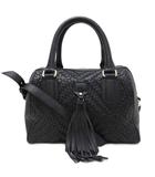 コールハーン COLE HAAN 編み込みレザーサテェルバッグ ハンドバッグ ショルダーバッグ 2WAY タッセル レザー 皮革 黒 ブラック ■WY