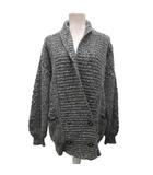 クロエ CHLOE カーディガン ニット ウール カシミヤ×シルク 編み込み グレー ブラック XS ■IBO91