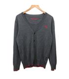 バーバリーブラックレーベル BURBERRY BLACK LABEL 希少 カーディガン ニット ウール ロゴ刺繍 グレー 2 ■IBO91