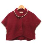 ダックス DAKS ポンチョ カーディガン フリース ロゴ刺繍 赤 レッド M-L ■IBO91