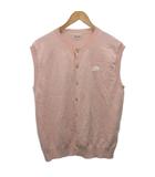 パパス Papas ニットベスト セーター コットン ロゴ刺繡 ピンク LL ■IBO91