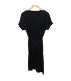 ワンピース ロング 半袖 リボン 黒 ブラック 36