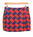 ダイアンフォンファステンバーグ DIANE von FURSTENBERG 美品 ミニスカート タイト 総柄 レッド ブルー 2