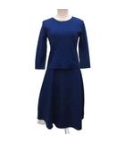 美品 セットアップ フォーマル ワンピース スカート ひざ丈 ビジュー 青 ブルー 36