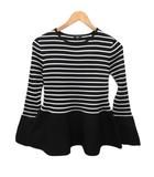 23AW ホールガーメントニット ペプラムセーター ボーダー フリル ブラック S