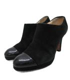 ファビオルスコーニ FABIO RUSCONI ブーティ ショートブーツ スエード ラウンドトゥ 切替 38 25cm 黒 ブラック