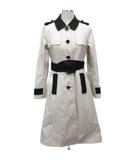 ケイトスペード KATE SPADE マディソンアベニュー トレンチコート ロング丈 バイカラー 絹 シルク100% 4 アイボリー 黒 ブラック NJMU3531