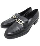 サルヴァトーレフェラガモ Salvatore Ferragamo ガンチーニ ローファー スリッポン レザーシューズ 革靴 シルバー金具 8 26cm 黒 ブラック ■IBO91