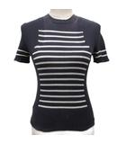 コットンニット セーター 半袖 ボーダー 切替 40 紺  ネイビー 白 ホワイト ■IBO91