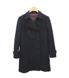 ポールスミス ブラック Paul Smith BLACK Pコート ウールコート ロング丈 ダブルブレスト カシミヤ混 40 紺  ネイビー 黒 ブラック ■IBO91