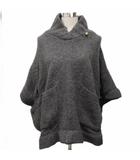 ランバンオンブルー LANVIN en Bleu タグ付き ニットポンチョ ケープ マント セーター ローゲージ ウール 38 グレー 8312-6329-0 ■IBO91