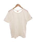Tシャツ ラウンドネック ロゴ刺繍 半袖 4 白 ホワイト /FF ■IBO91