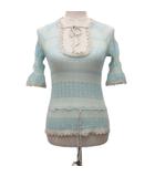 ルイヴィトン LOUIS VUITTON カシミヤニット セーター 半袖 レース ローゲージ カシミヤ100% M 水色 マルチカラー ■IBO91