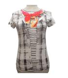 タグ付き Tシャツ カットソー 半袖 総柄 コットン S 白 ホワイト マルチカラー ■IBO91